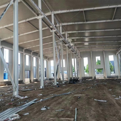क्रेन के साथ भारी औद्योगिक संरचना प्रीफैब्रिकेटेड स्टील वर्कशॉप फायरप्रूफ